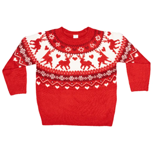 Kid's 4-5 Years Christmas Red Sparkle Nordic Jumper