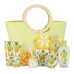 10 Piece Spa Luxetique Lemon Fashion Bath Set Tote Gift Set Perfect Birthday Present