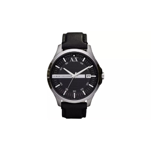 Armani Exchange Men's Black Leather Strap Watch