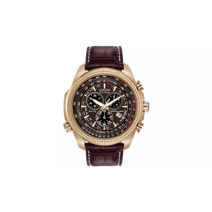 Citizen Eco-Drive Mens Chronograph Brown Leather Strap Watch