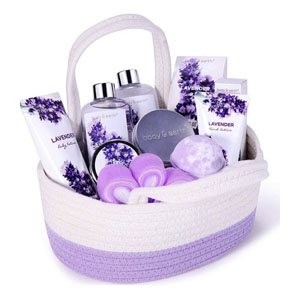 NEW BOXED BODY & EARTH Spa Gift Set for Women - Gift Basket 11 Pcs Lavender Bath