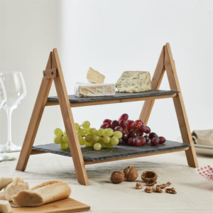 Home Collections 2 Tier Slate Serving Board
